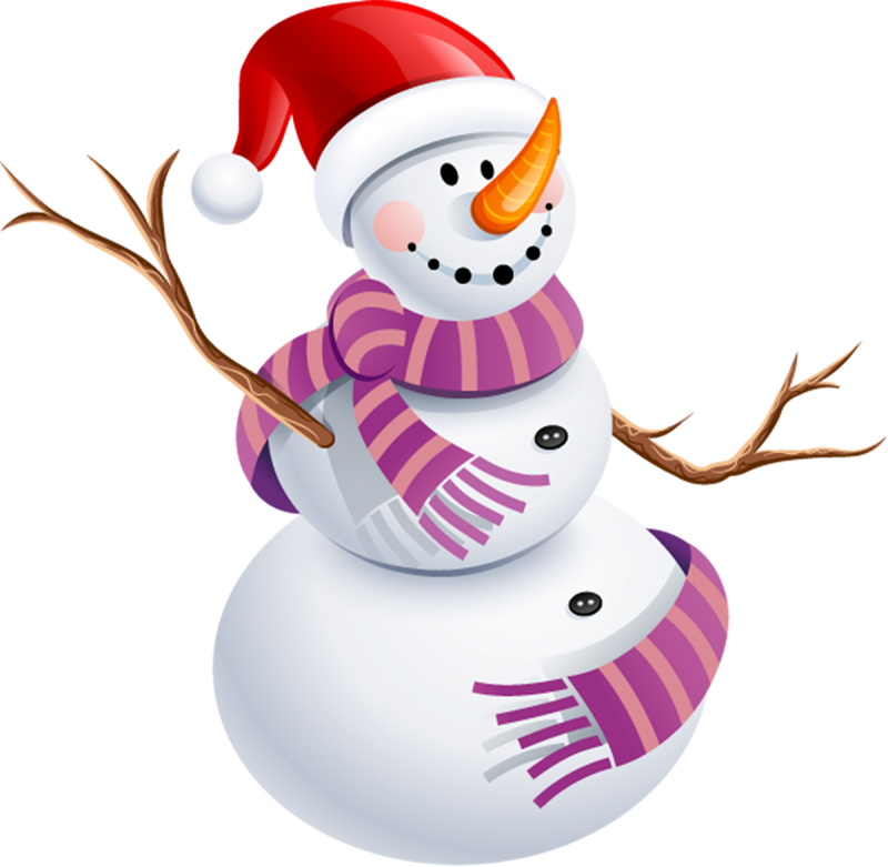 Снеговик с фиолетовым шарфом PNG изображения - Снеговик PNG