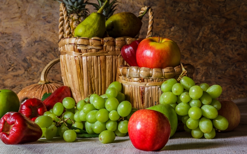 apples , grapes , fruit , still life , pear , flowers , autumn , fruit , grapes , still life ,
